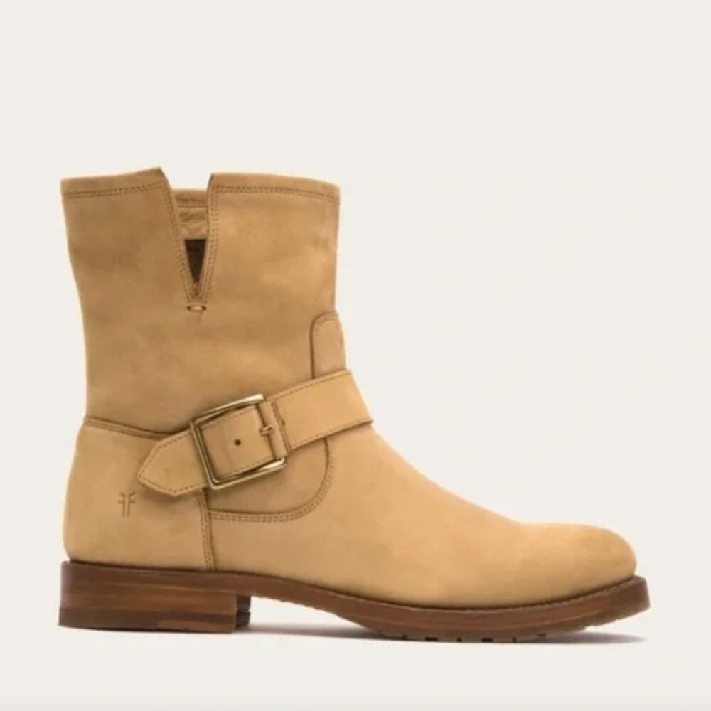 FRYE NATALIE SHORT ENGINEER BOOTS SAND NUBUCK--8.5--WORN ONCE